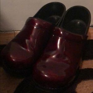 Red Dansko clogs